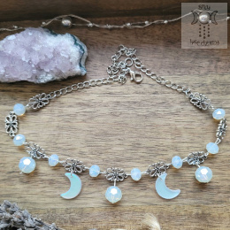Filigranowy choker kryształowy opalit księżyce moon