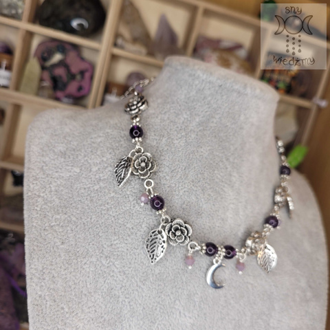 Flower Spirit ametyst choker naszyjnik róże Rose Moon księżyc Flower Spirit ametyst choker naszyjnik róże Rose Moon księżyc