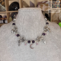 Flower Spirit ametyst choker naszyjnik róże Rose Moon księżyc