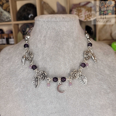 Flower Spirit ametyst choker naszyjnik róże Rose Moon księżyc Flower Spirit ametyst choker naszyjnik róże Rose Moon księżyc