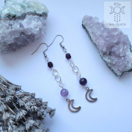 Kolczyki Moon Chain ametyst