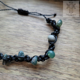 Makramowa bransoletka 10 kamieni agat mszysty amulet witch makrama