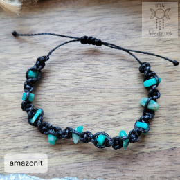 Makramowa bransoletka 10 kamieni amazonit amulet witch makrama