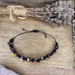 Makramowa bransoletka 10 kamieni jaspis mokait amulet witch makrama