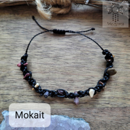 Makramowa bransoletka 10 kamieni jaspis mokait amulet witch makrama