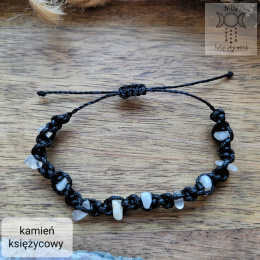 Makramowa bransoletka 10 kamieni kamień księżycowy amulet witch makrama