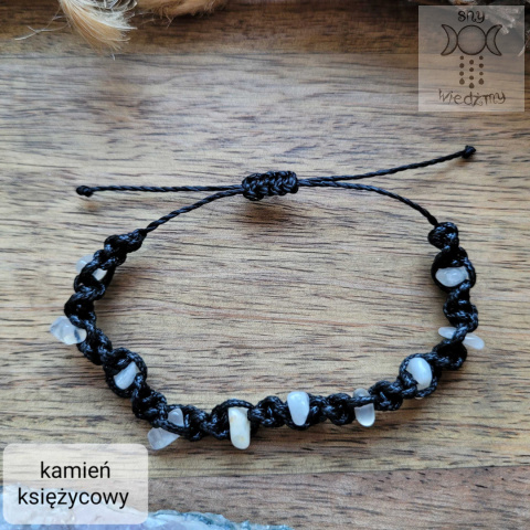 Makramowa bransoletka 10 kamieni kamień księżycowy amulet witch makrama Makramowa bransoletka 10 kamieni kamień księżycowy amulet witch makrama
