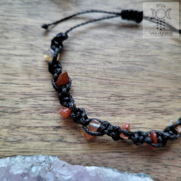 Makramowa bransoletka 10 kamieni karneol amulet witch makrama