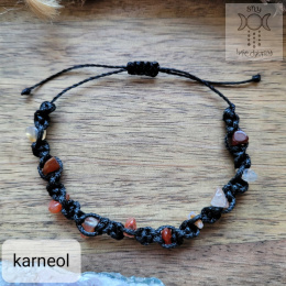 Makramowa bransoletka 10 kamieni karneol amulet witch makrama