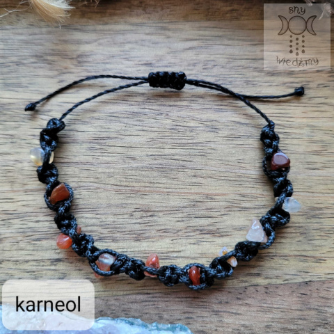 Makramowa bransoletka 10 kamieni karneol amulet witch makrama
