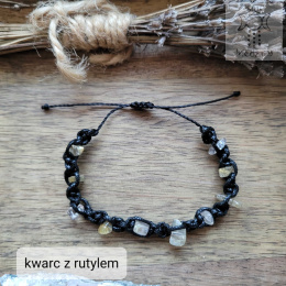 Makramowa bransoletka 10 kamieni kwarc z rutylem amulet witch makrama