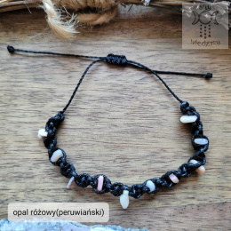 Makramowa bransoletka 10 kamieni różowy peruwiański andyjski amulet witch makrama