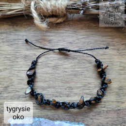 Makramowa bransoletka 10 kamieni tygrysie oko amulet witch makrama