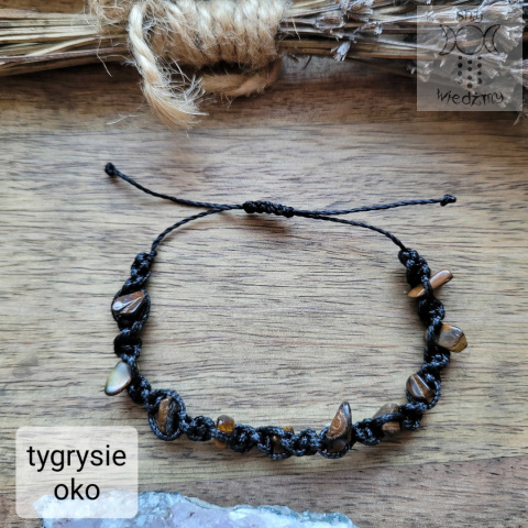 Makramowa bransoletka 10 kamieni tygrysie oko amulet witch makrama Makramowa bransoletka 10 kamieni tygrysie oko amulet witch makrama