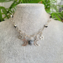 Moon Chain choker obsydian śnieżny naszyjnik triple moon