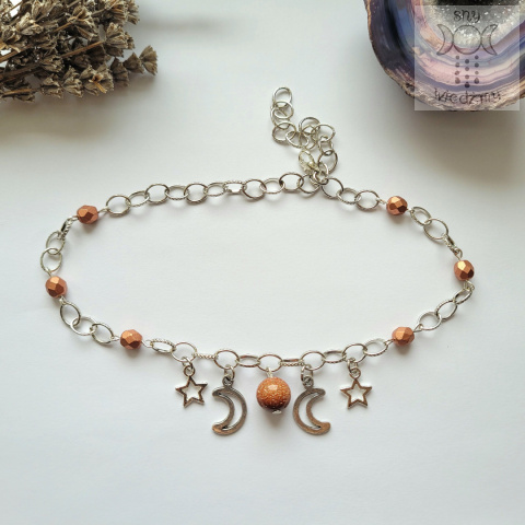 Moon Chain choker piasek pustyni naszyjnik triple moon Moon Chain choker piasek pustyni naszyjnik triple moon