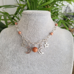 Moon Chain choker piasek pustyni naszyjnik triple moon