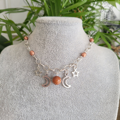 Moon Chain choker piasek pustyni naszyjnik triple moon Moon Chain choker piasek pustyni naszyjnik triple moon