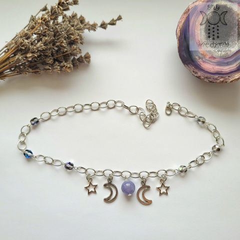 Moon Chain choker angelit naszyjnik anhydryt triple moon Moon Chain choker angelit naszyjnik anhydryt triple moon