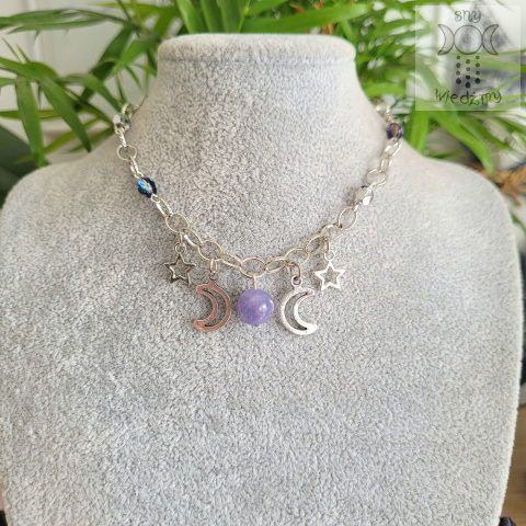 Moon Chain choker angelit naszyjnik anhydryt triple moon Moon Chain choker angelit naszyjnik anhydryt triple moon