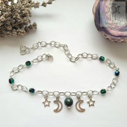 Moon Chain choker agat indyjski naszyjnik triple moon