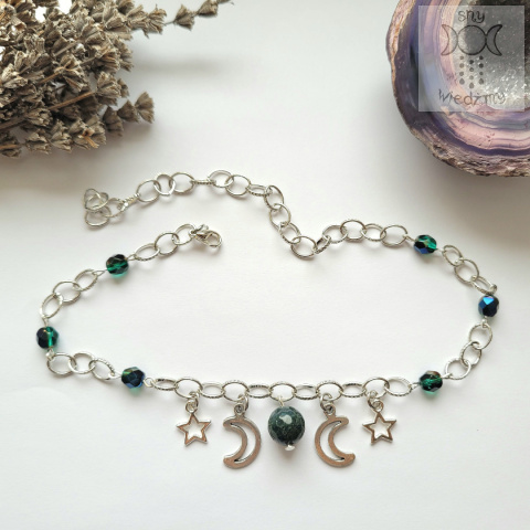Moon Chain choker agat indyjski naszyjnik triple moon Moon Chain choker agat indyjski naszyjnik triple moon