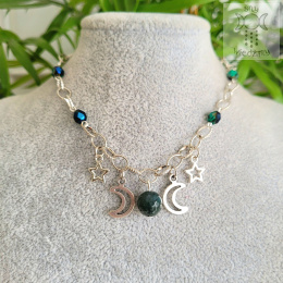 Moon Chain choker agat indyjski naszyjnik triple moon
