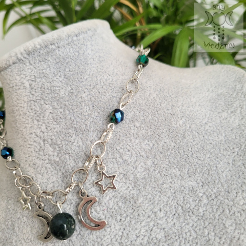 Moon Chain choker agat indyjski naszyjnik triple moon Moon Chain choker agat indyjski naszyjnik triple moon