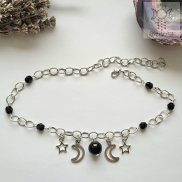 Moon Chain choker Onyks naszyjnik triple moon