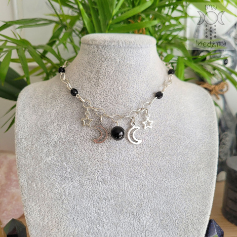 Moon Chain choker Onyks naszyjnik triple moon Moon Chain choker Onyks naszyjnik triple moon