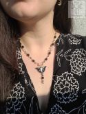 Naszyjnik Moth Bat księżycówka obsydian srebrzysty srebrny Ćma Księżyce