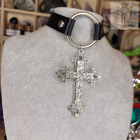 Obroża Flower Cross naszyjnik choker Krzyż Obroża Flower Cross naszyjnik choker Krzyż
