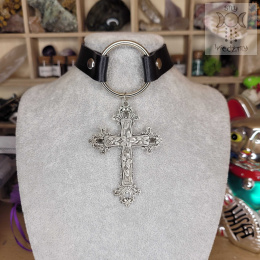 Obroża Flower Cross naszyjnik choker Krzyż