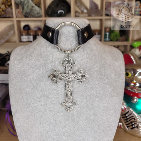 Obroża Flower Cross naszyjnik choker Krzyż Obroża Flower Cross naszyjnik choker Krzyż