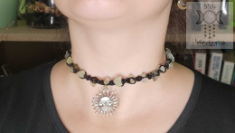 Makramowy choker prehnit słońce sun