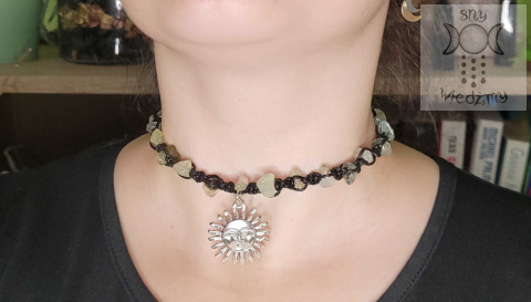 Makramowy choker prehnit słońce sun Makramowy choker prehnit słońce sun