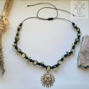 Makramowy choker prehnit słońce sun