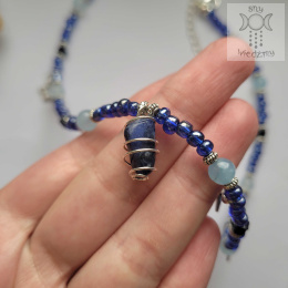 Choker Mini Wrapped sodalit agat noc kairu koraliki gwiazdy