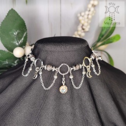 Choker Lumina Yooperlite hematyt księżyc moon
