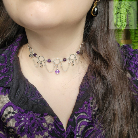 Choker Lumina Yooperlite hematyt księżyc moon Choker Lumina Yooperlite hematyt księżyc moon