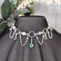 Choker Lumina agat drzewny hematyt księżyc moon