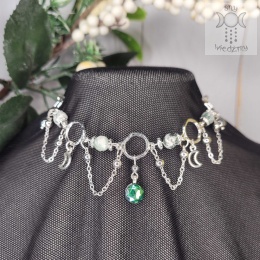 Choker Lumina agat drzewny hematyt księżyc moon