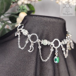 Choker Lumina agat drzewny hematyt księżyc moon