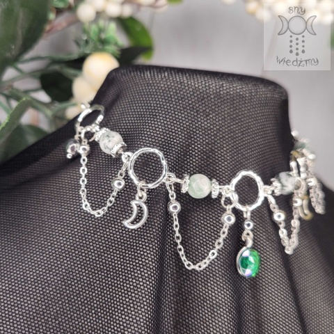 Choker Lumina agat drzewny hematyt księżyc moon Choker Lumina agat drzewny hematyt księżyc moon
