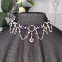 Choker Lumina ametyst hematyt księżyc moon