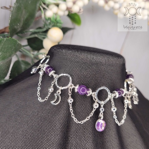 Choker Lumina ametyst hematyt księżyc moon Choker Lumina ametyst hematyt księżyc moon