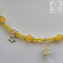 Choker Mini Wrapped cytryn jadeit koraliki gwiazdy