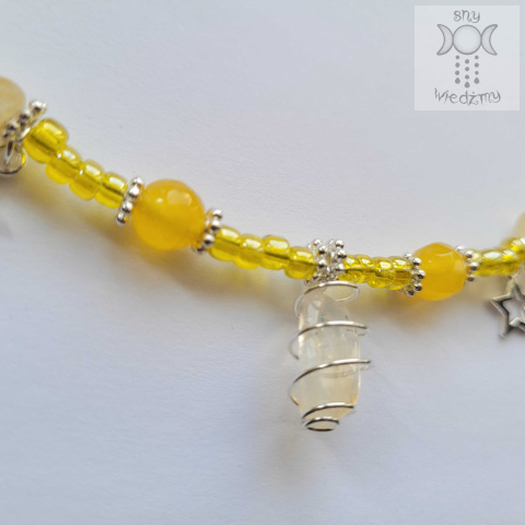 Choker Mini Wrapped cytryn jadeit koraliki gwiazdy Choker Mini Wrapped cytryn jadeit koraliki gwiazdy