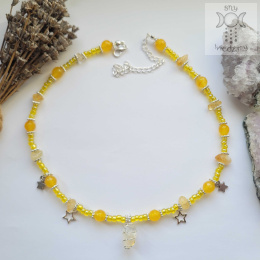 Choker Mini Wrapped cytryn jadeit koraliki gwiazdy