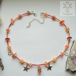 Choker Mini Wrapped karneol agat koraliki gwiazdy